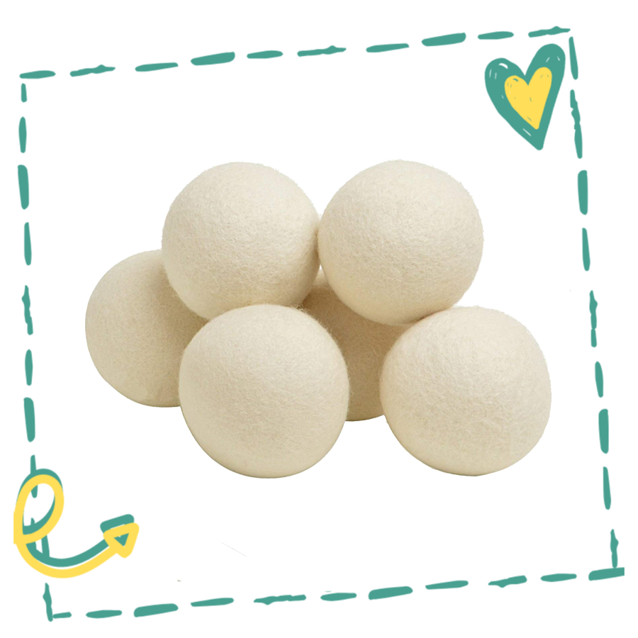 Reusable Wool Dryer Balls - Natural Fabric Softener (Set of 6)