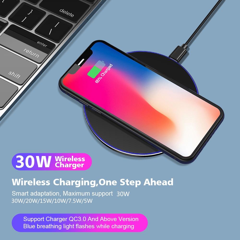 Dragon W9 30W Wireless Charging Pad ' Ultra Slim Fast Charger for iPhone 15, Samsung, and All Qi-Enabled Devices